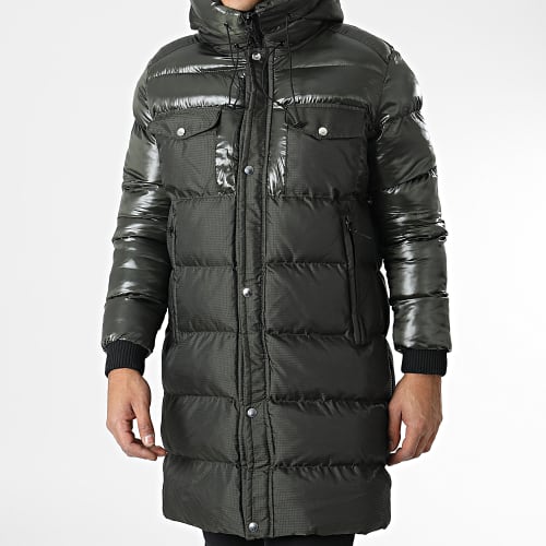Doudoune Longue A Capuche 22K41 Vert Kaki