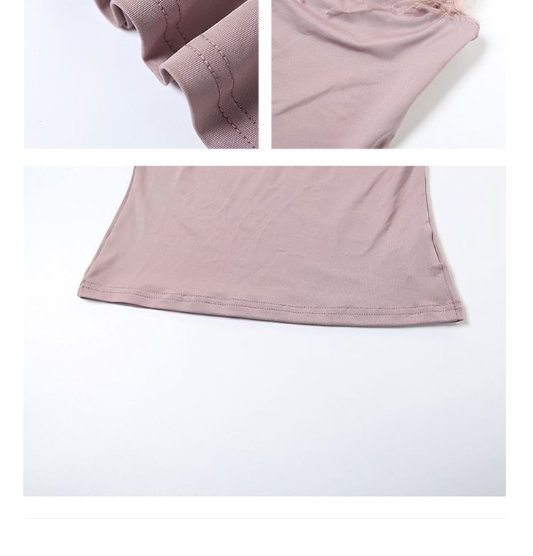 Bababy - Strapless crop top met harige rand / mini A-lijn rok