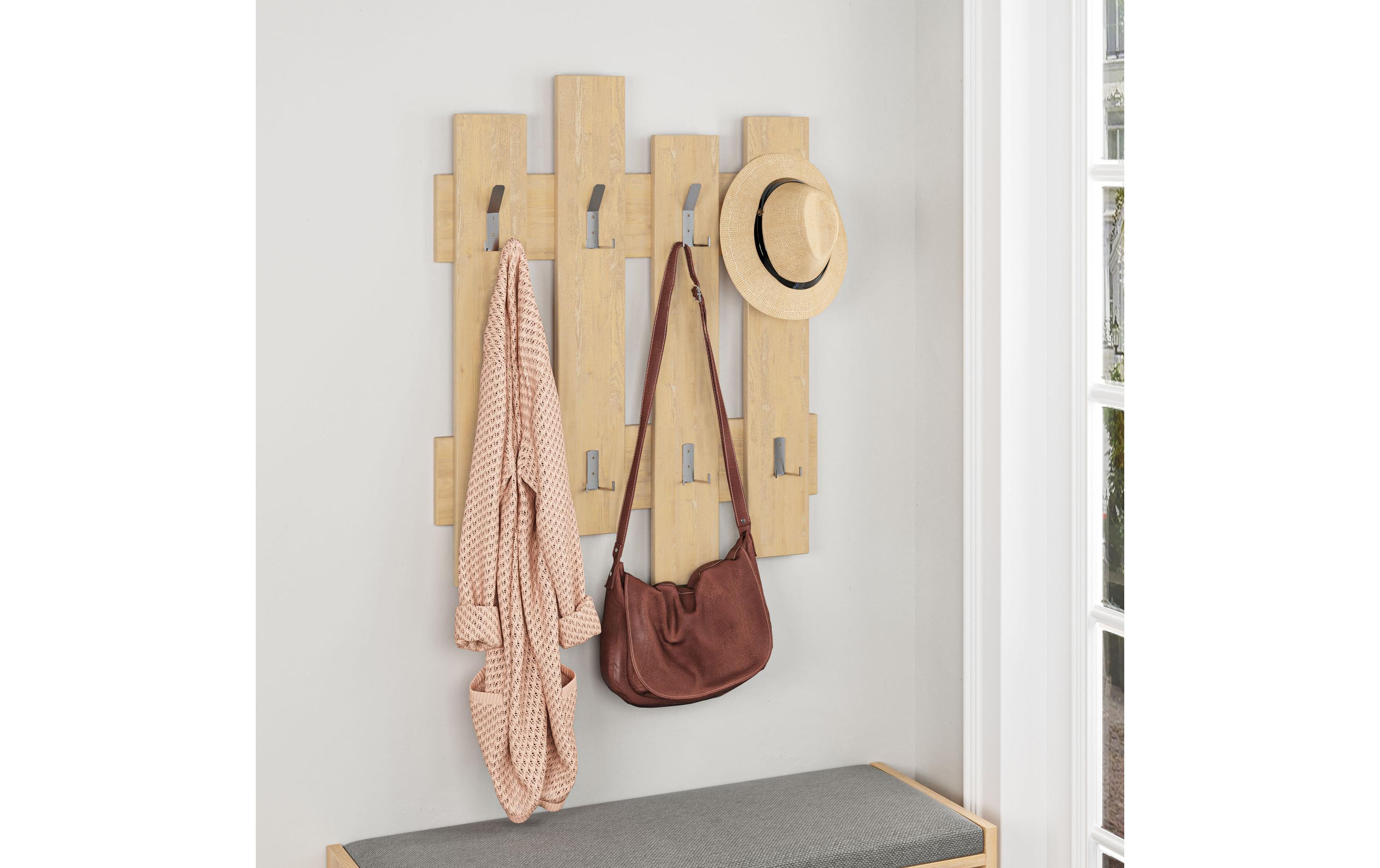 Wandgarderobe Wave 8 Haken, NatureKleiderhaken