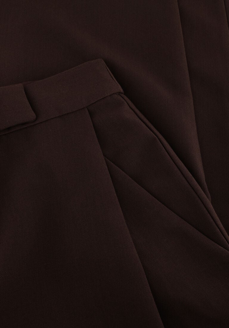 bruine co'couture wijde broek vola carrot pleat pant