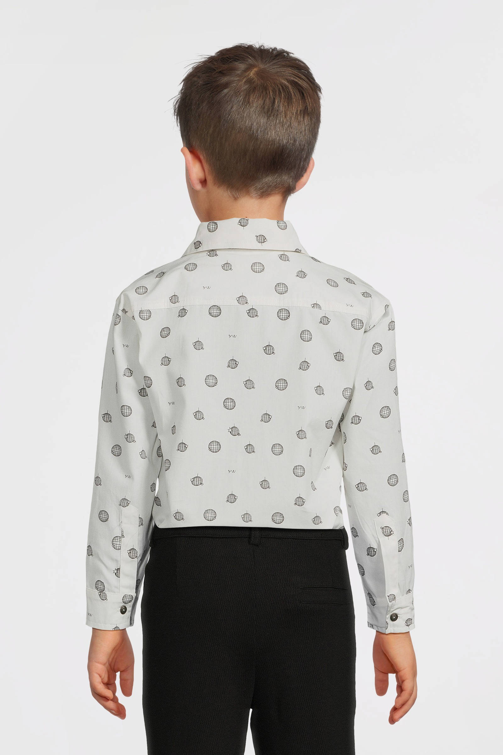 Your Wishes overhemd met all over print wit/zwart