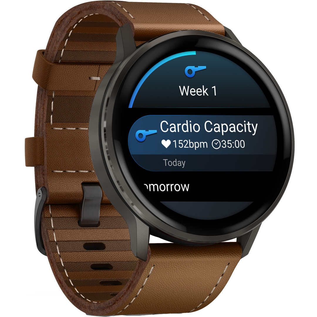 Garmin Venu 4 - 45mm Schwarz mit Lederarmband