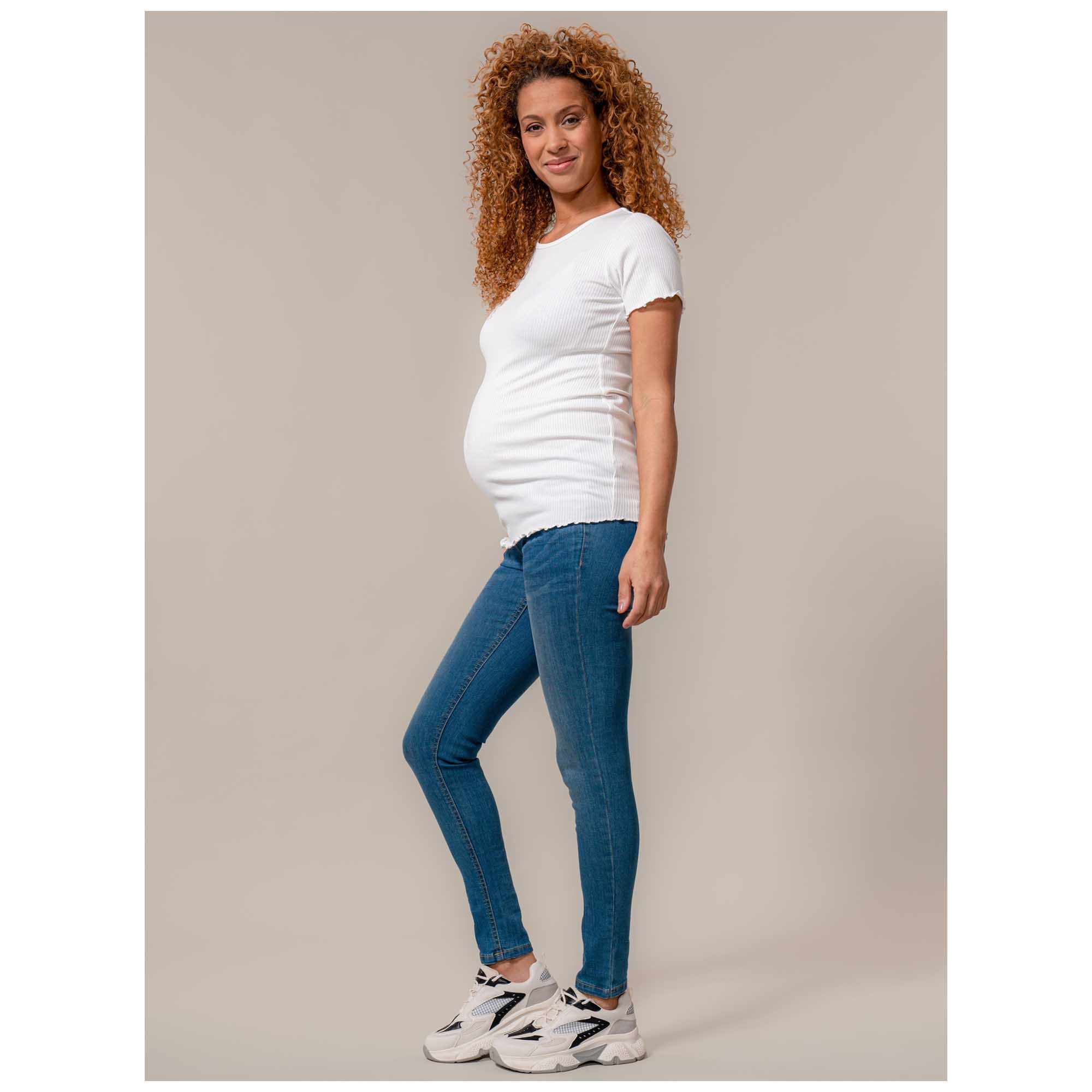 Prénatal zwangerschapsshirt korte mouwen effen beige