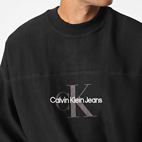 Sweat Crewneck Monologo Textured 1893 Noir