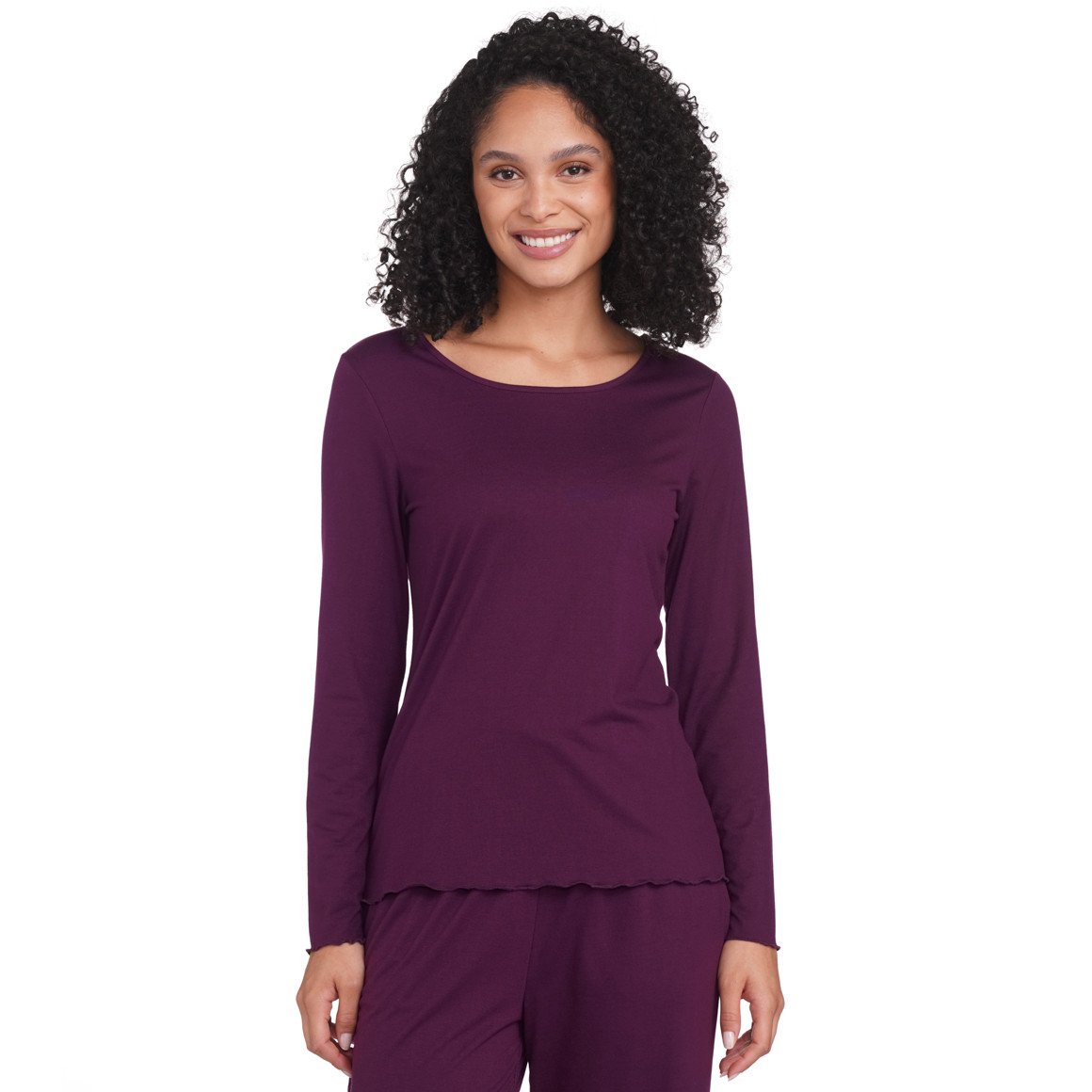 Gina Benotti Damen Loungewear-Langarmshirt in Unifarben lila