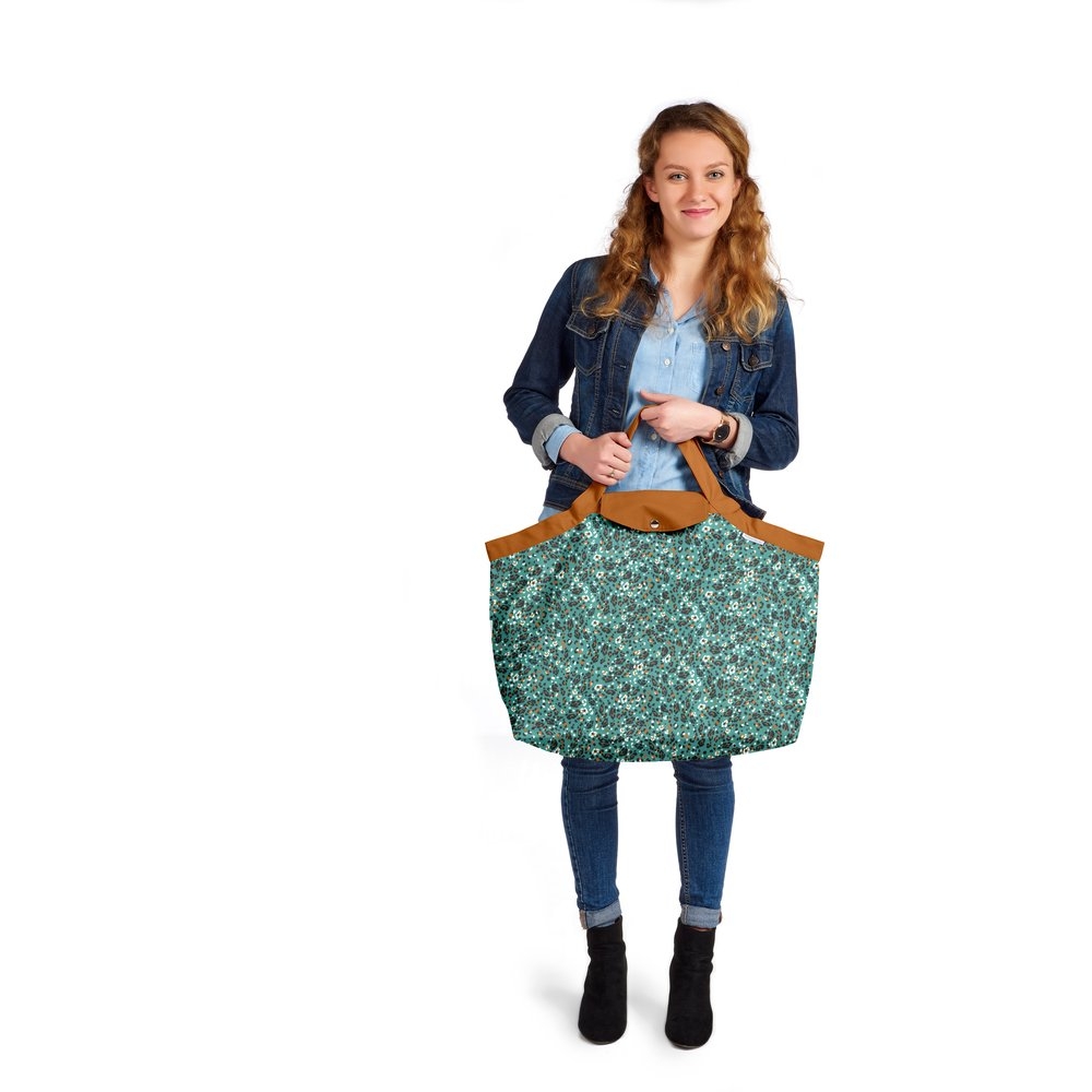 Grand Sac Cabas En Tissu Panthère Jade