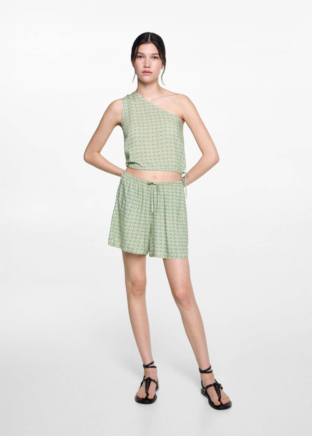 MANGO TEEN casual short met all over print groen