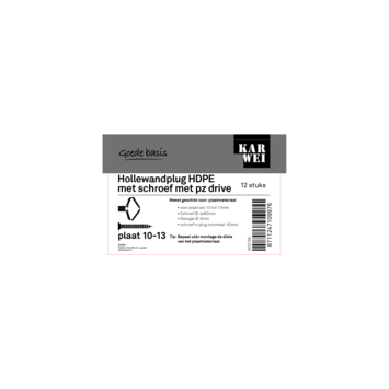 KARWEI Gips holle 10-13mm   uni 4x60mm 12ST