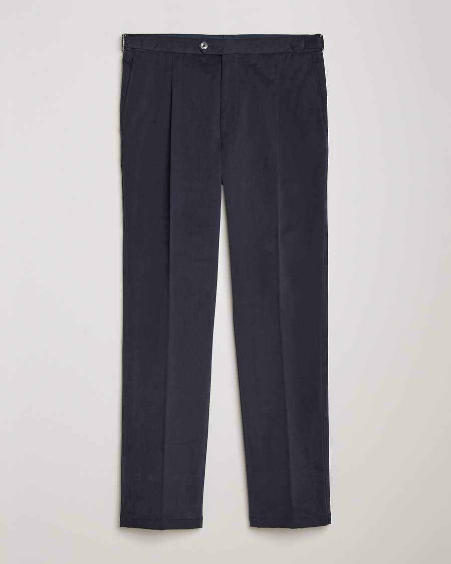 Oscar Jacobson Delon Brushed Cotton Trousers Navy