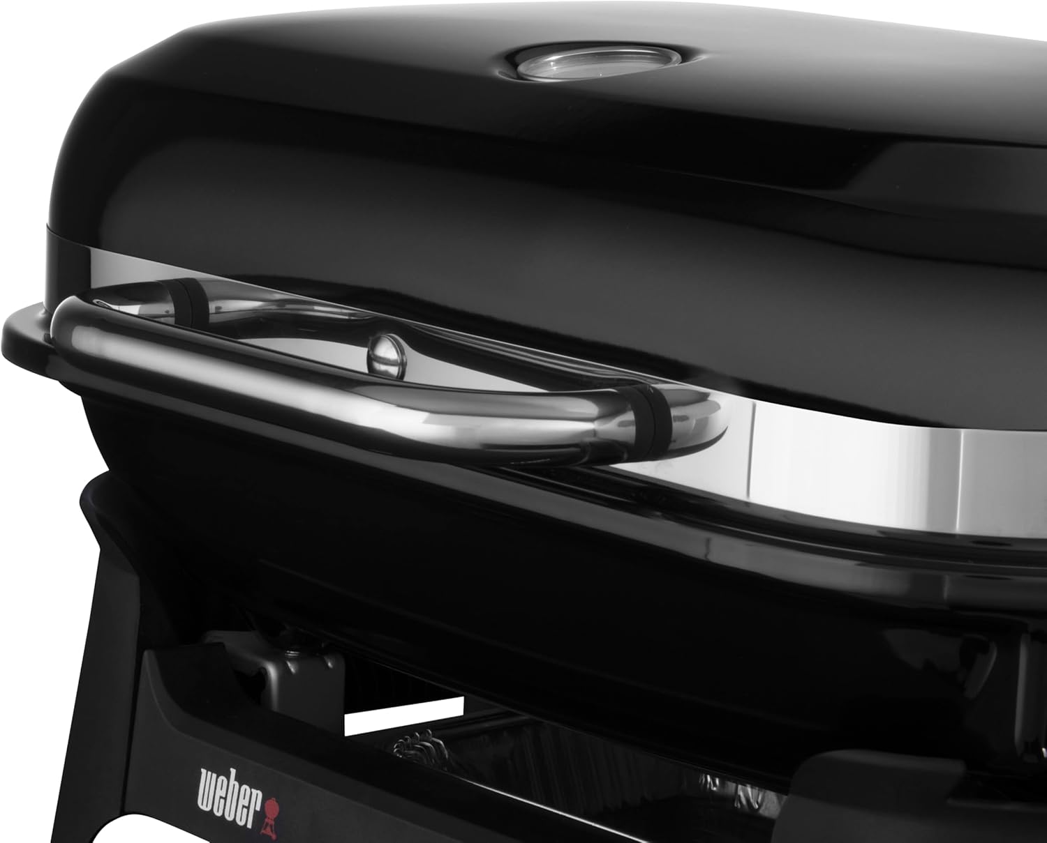 Weber Lumin Compact Tragbarer Kompakter Elektrogrill/Anbraten, Räuchern, Dämpfen, Kochen und Warmhalten, Bis zu 315 °C, Porzellanemaillierte Gusseisenroste, 43 x 32 cm, Schwarz