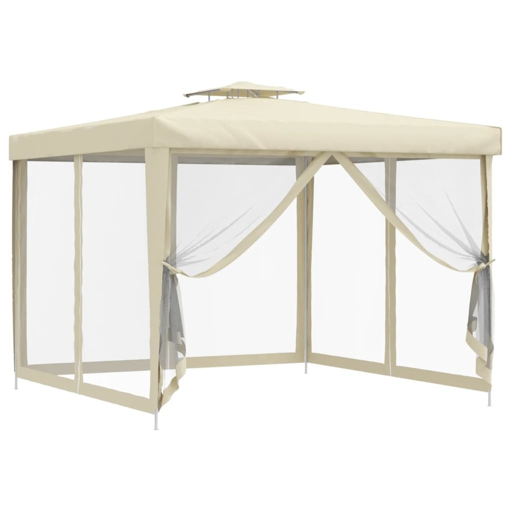 Belvédère à double toit crème 3x3x2,68 m tissu