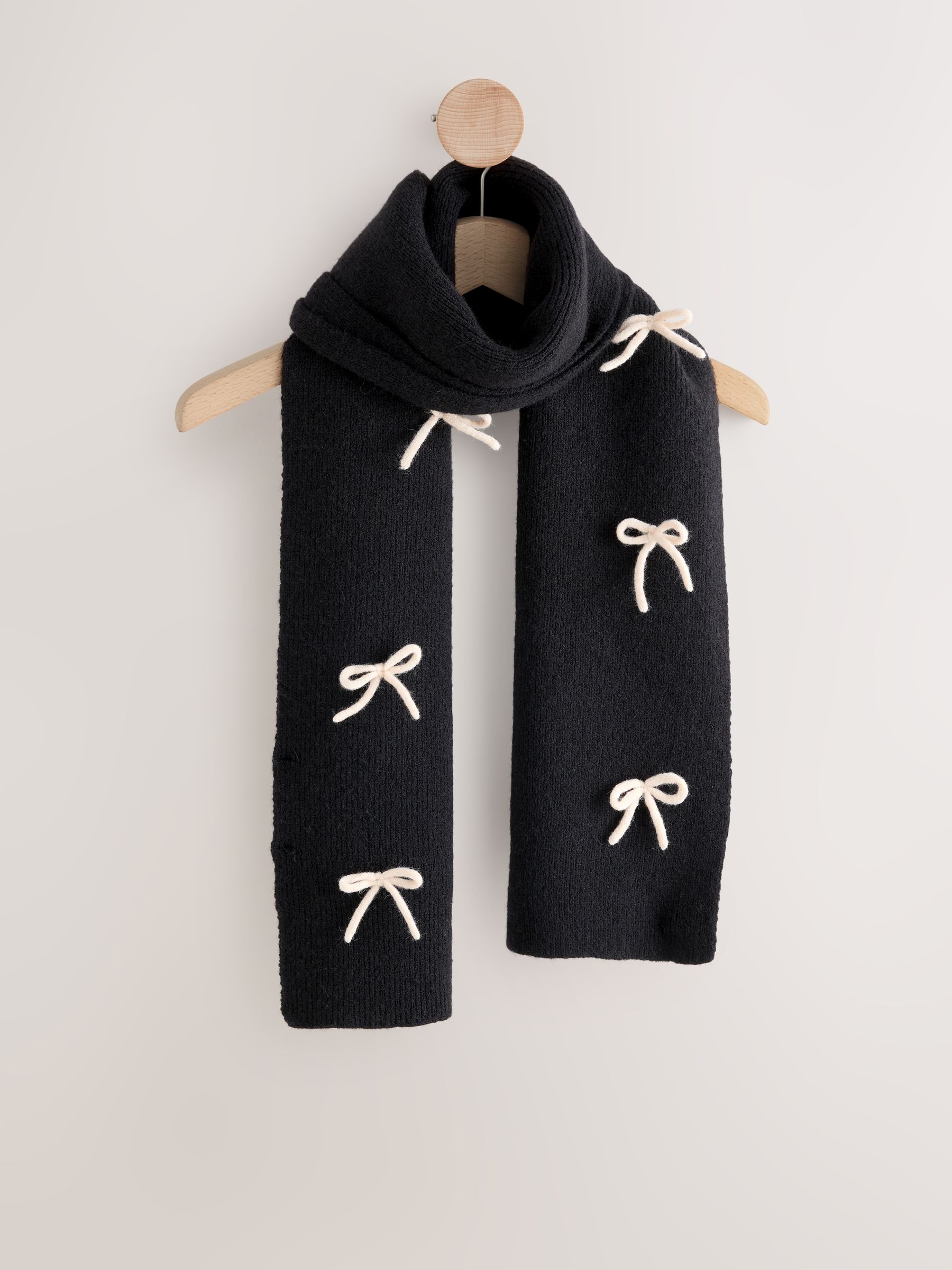 Black 3D Bow - Knitted Heavyweight Scarf