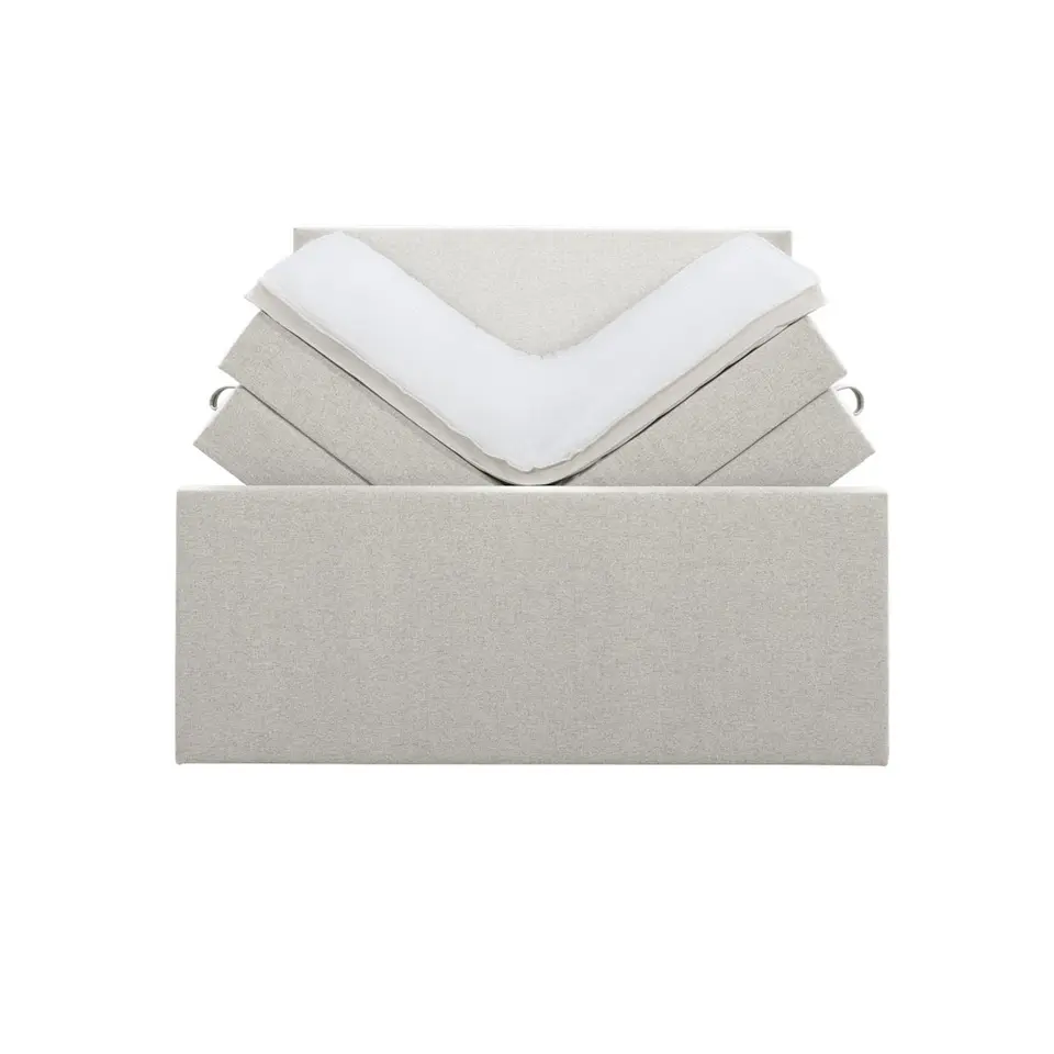 Boxspring met opbergruimte en voetbord Liv egaal - ecru - 180x200cm
