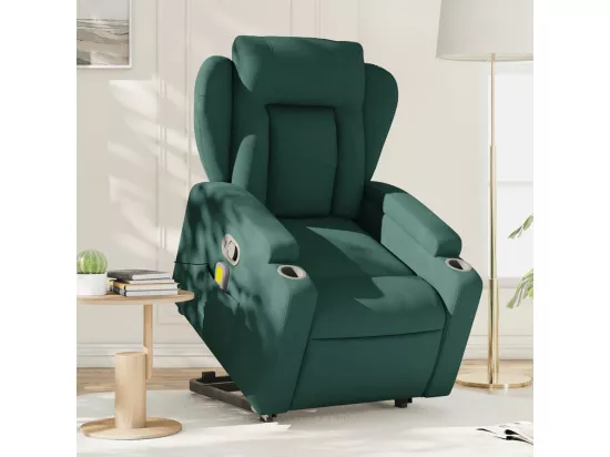 Fauteuil inclinable massant Vert foncé Tissu