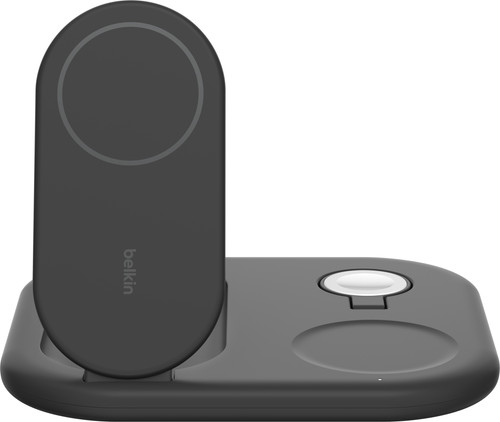 Belkin Boost Charge MagSafe en Qi2 3-in-1 Draadloze Oplader 15W met Standaard Zwart