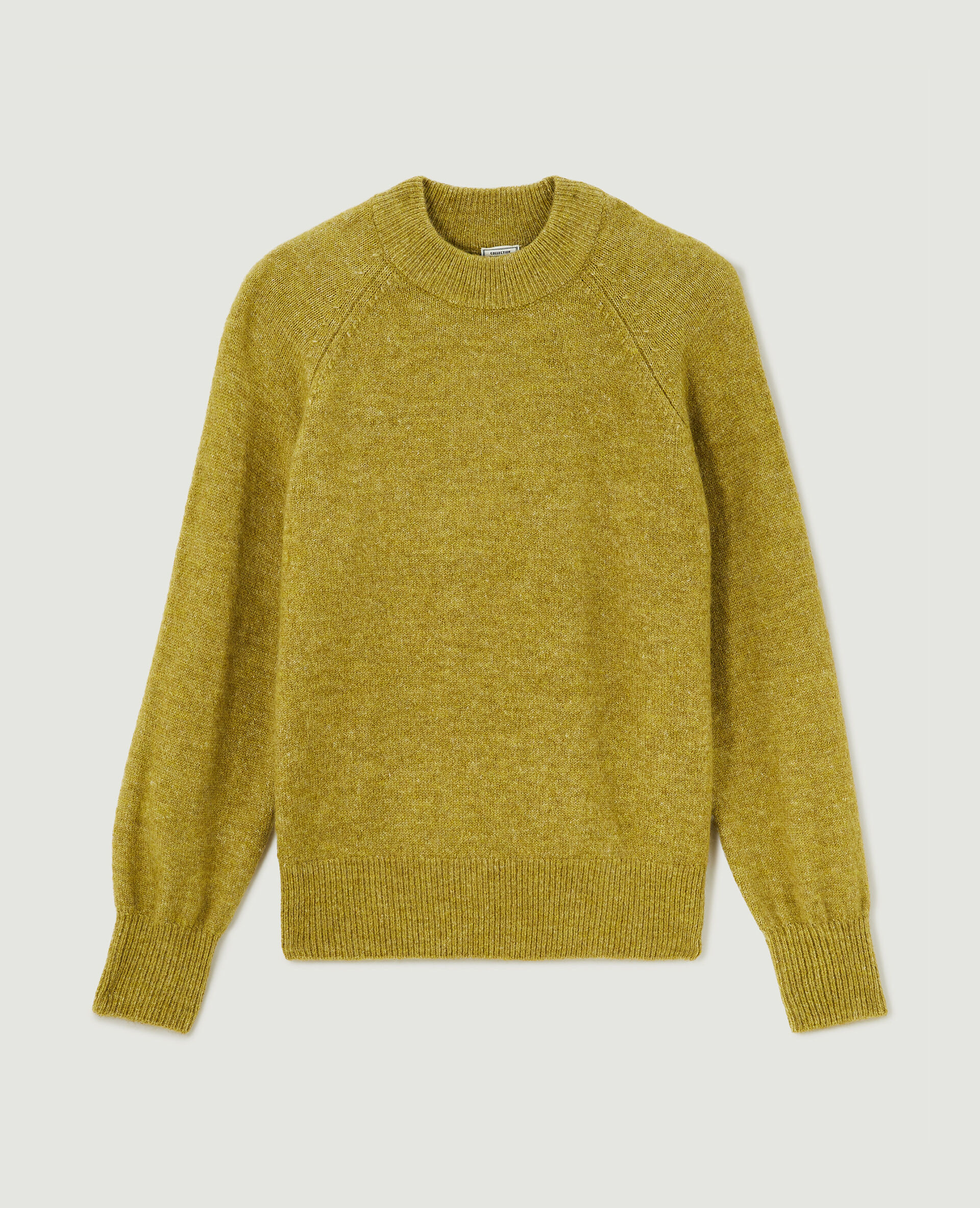 Pull col rond avec laine - Vert olive