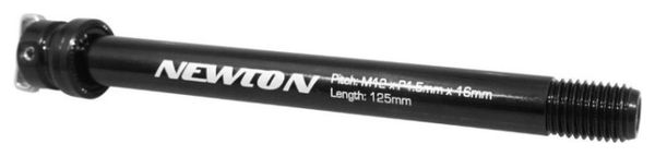 AXE-BLOCAGE DE ROUE ROUTE TRAVERSANT AVANT NEWTON AVEC LEVIER FILETAGE 1.5 12X100 NOIR TYPE SHIMANO-ROCKSHOX (LONGUEUR HORS BUTEE 125mm - LONGUEUR FILETAGE 16mm)