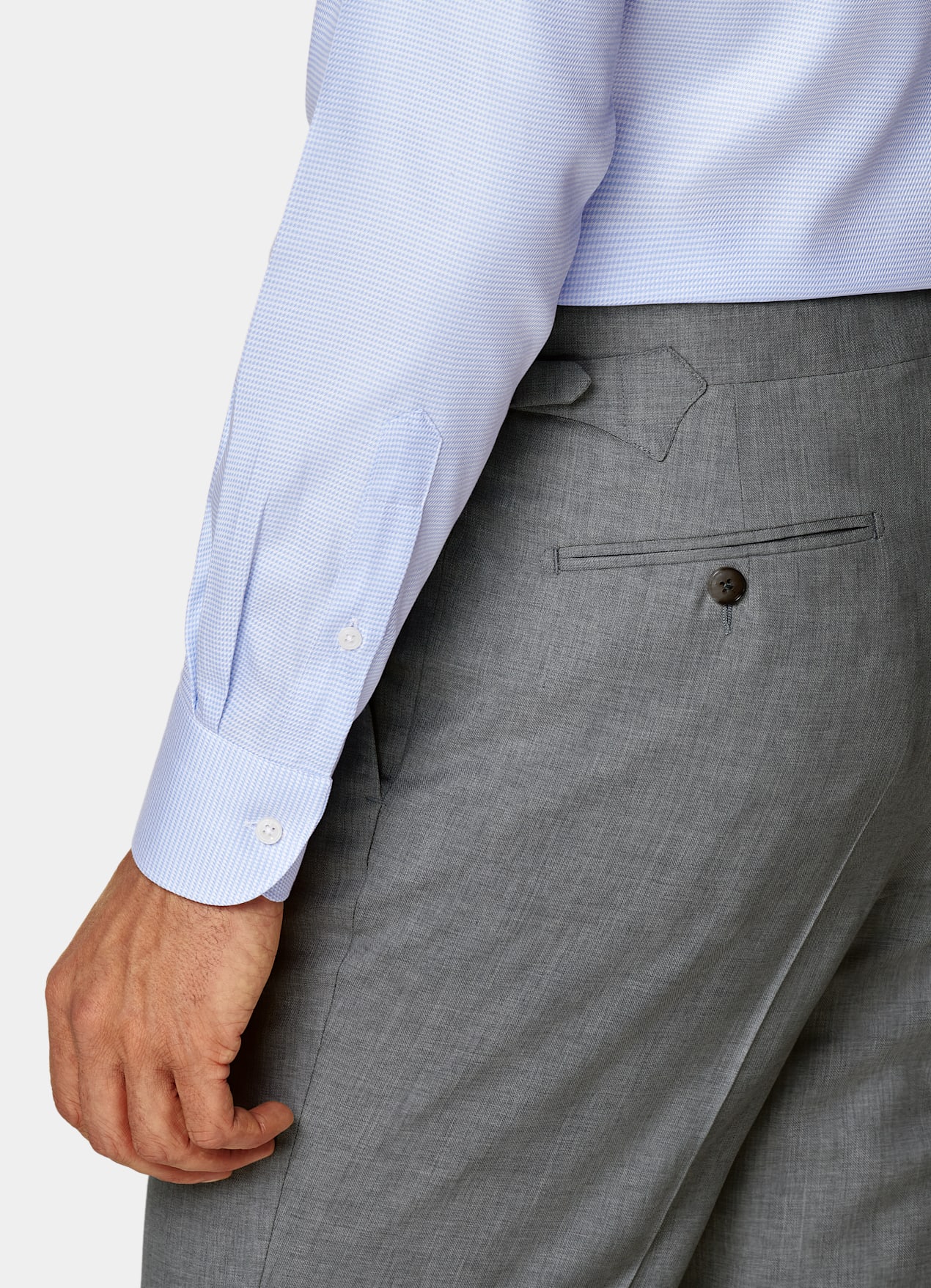Chemise coupe ajustée en twill bleu clair pied-de-poule