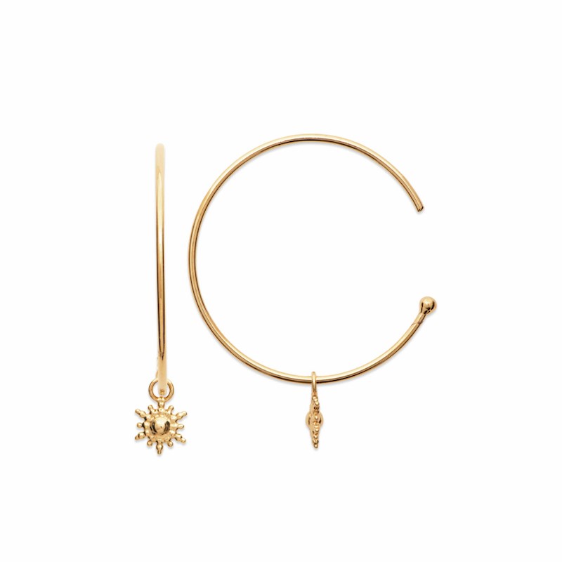 Boucles d'oreilles Créoles Tendances Soleil Plaqué Or
