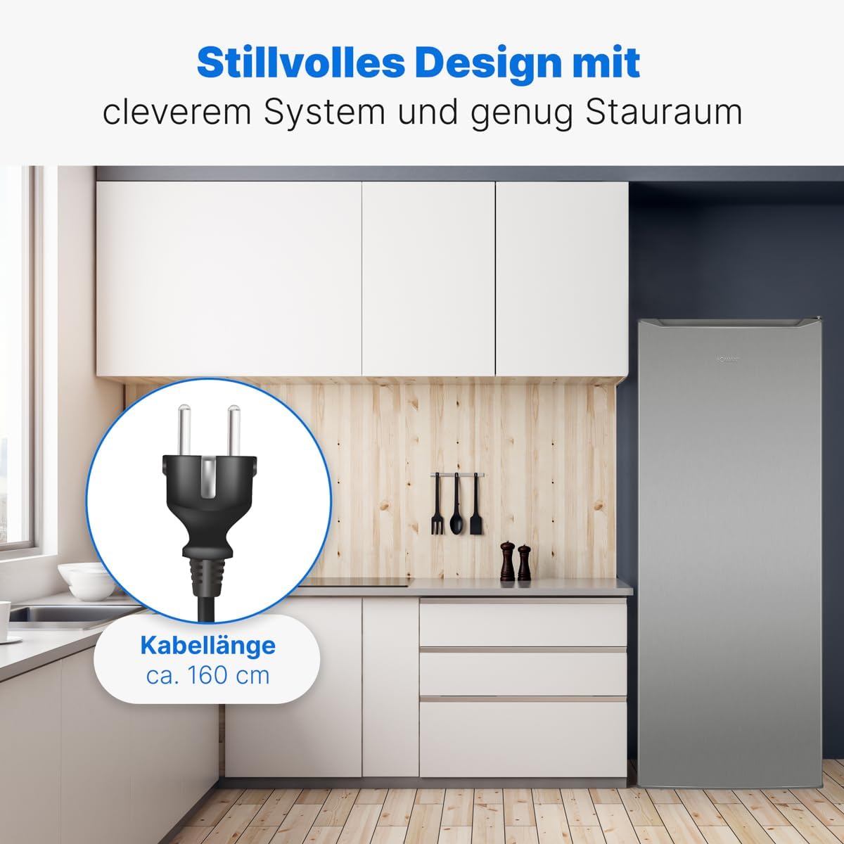 Bomann® Kühlschrank ohne Gefrierfach | Energieklasse D | 143cm | 5 Ablagen | 0°C ~ +8°C | leise 39dB | Getränkekühlschrank | 242L Flaschenkühlschrank | Kühlschrank groß | VS 7363 inox