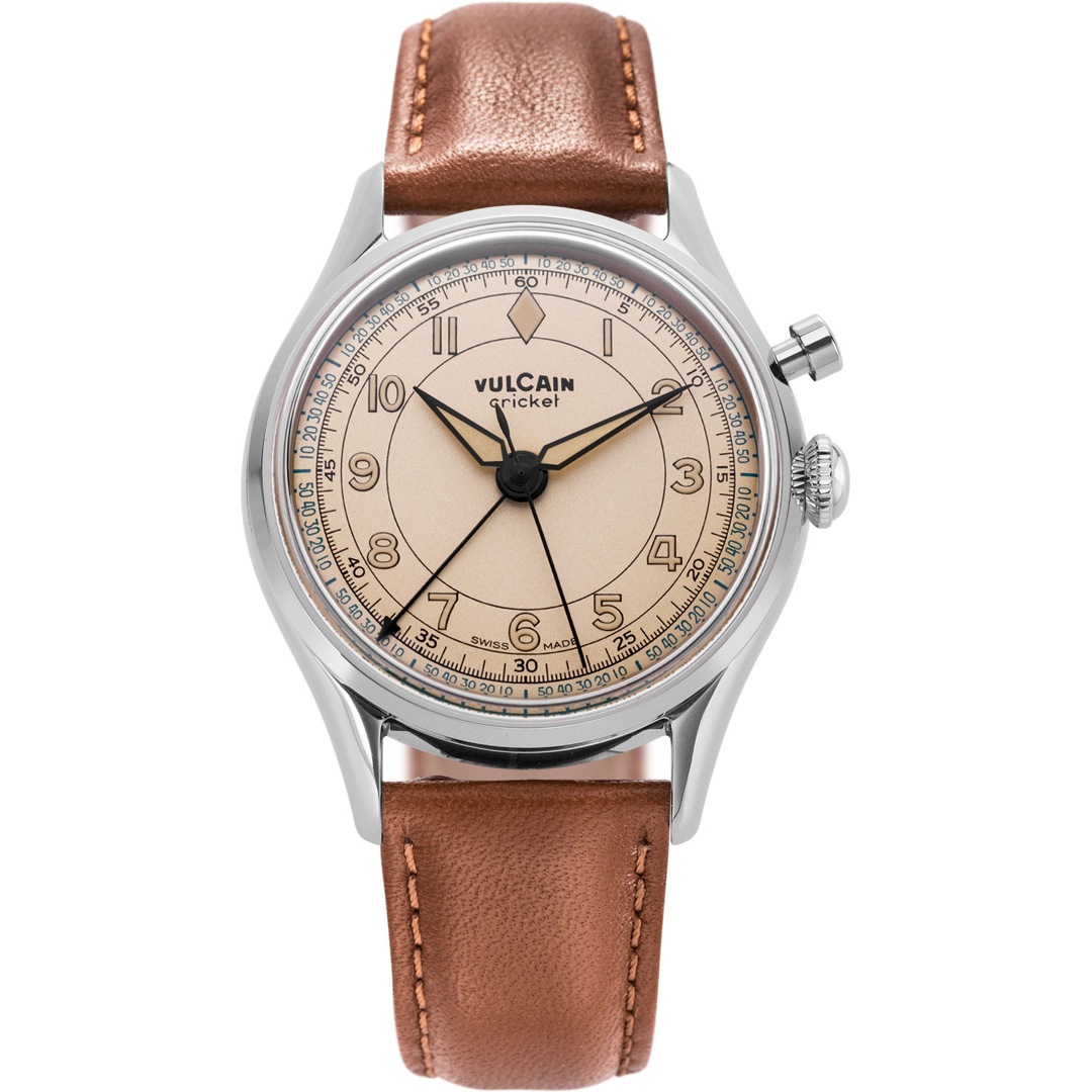 Vulcain Cricket Classique 36mm Eggshell Steel Caseback