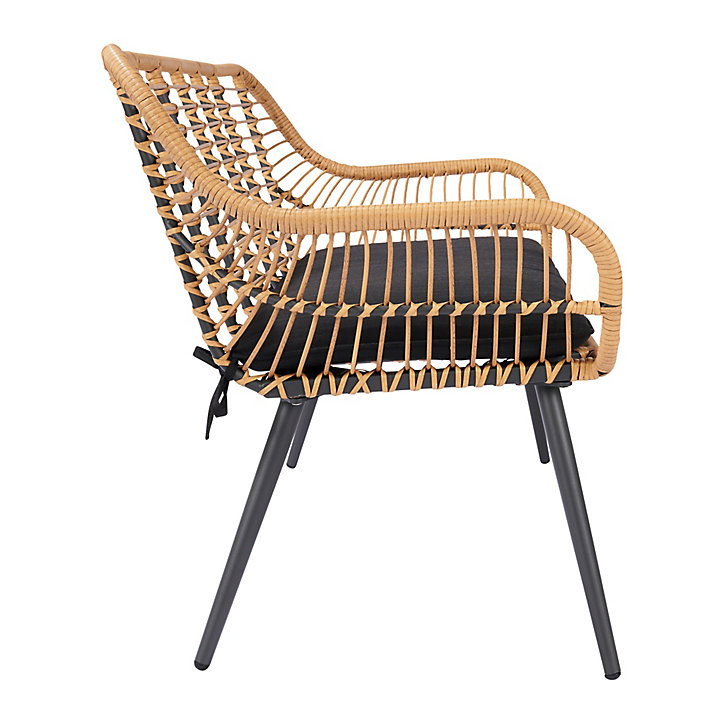 Banc de jardin GoodHome Apolima effet rotin marron