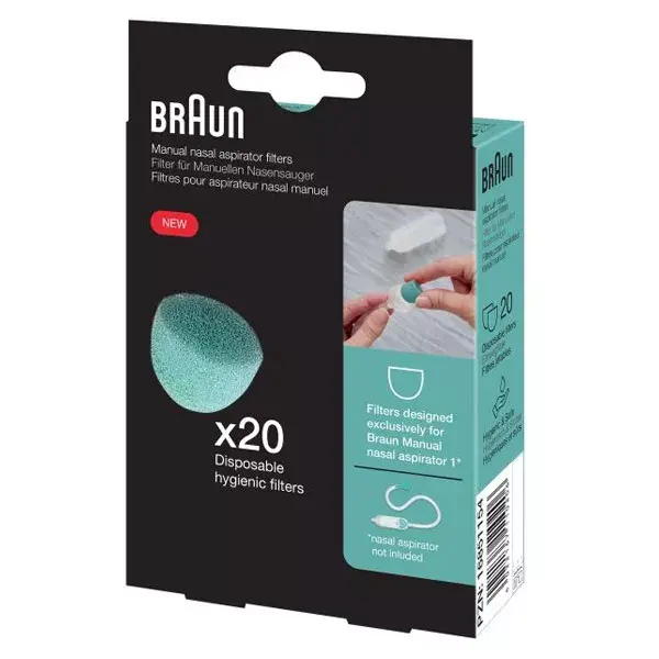 Filtro de reposição para aspirador nasal manual Braun Baby - 20 unidades