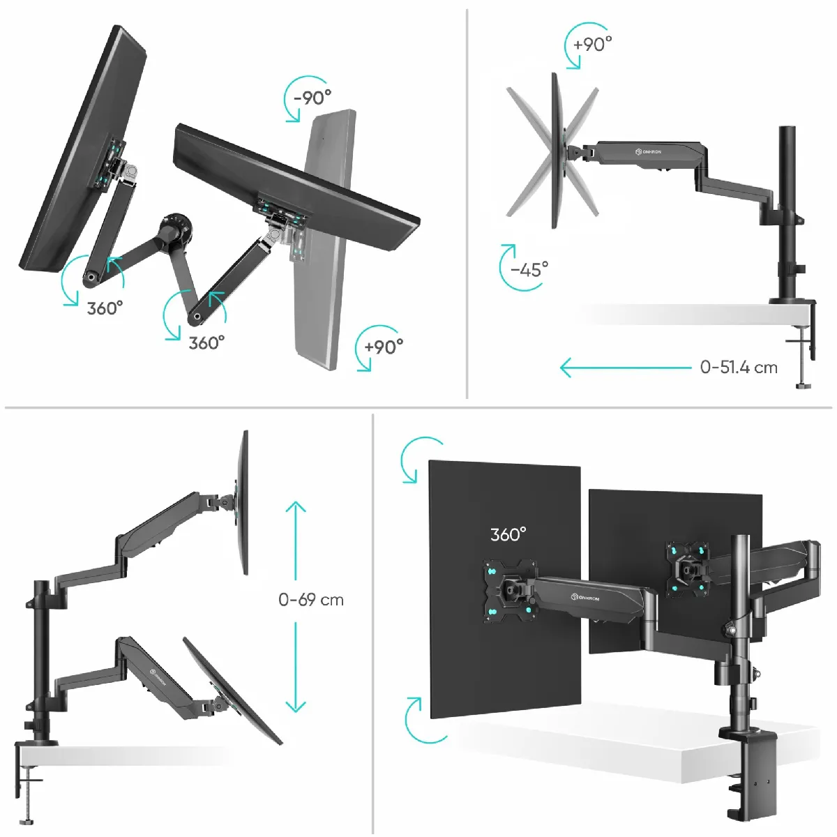 Onkron G140-B Support écran double