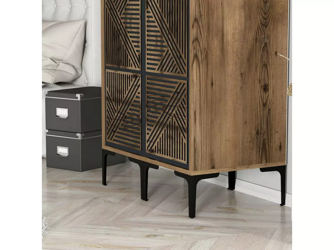 Garde-robe 2 portes Dbonanse, Meubles de chambre, Penderie de plain-pied, Placard à vêtements, 80x201h48 cm, Noyer et Anthracite