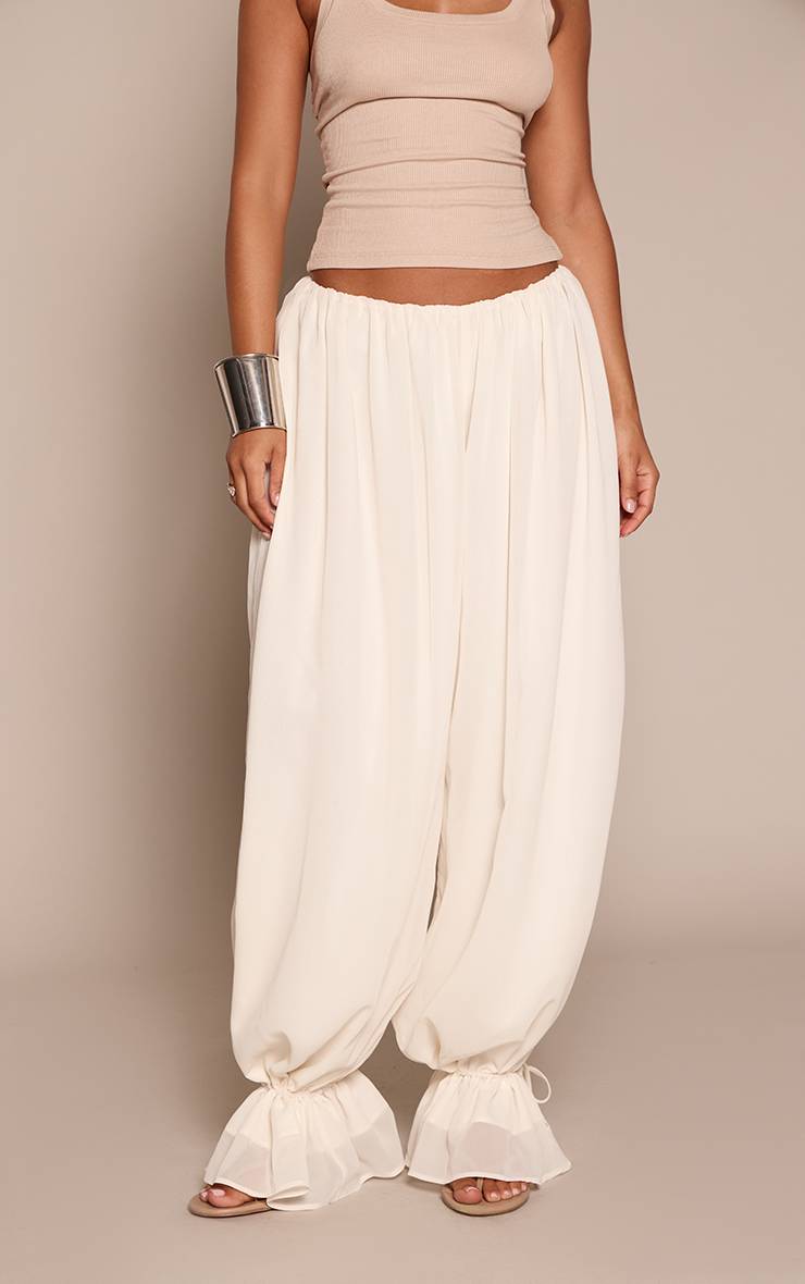 Crème Pantalon Ballon En Mousseline Petite Taille