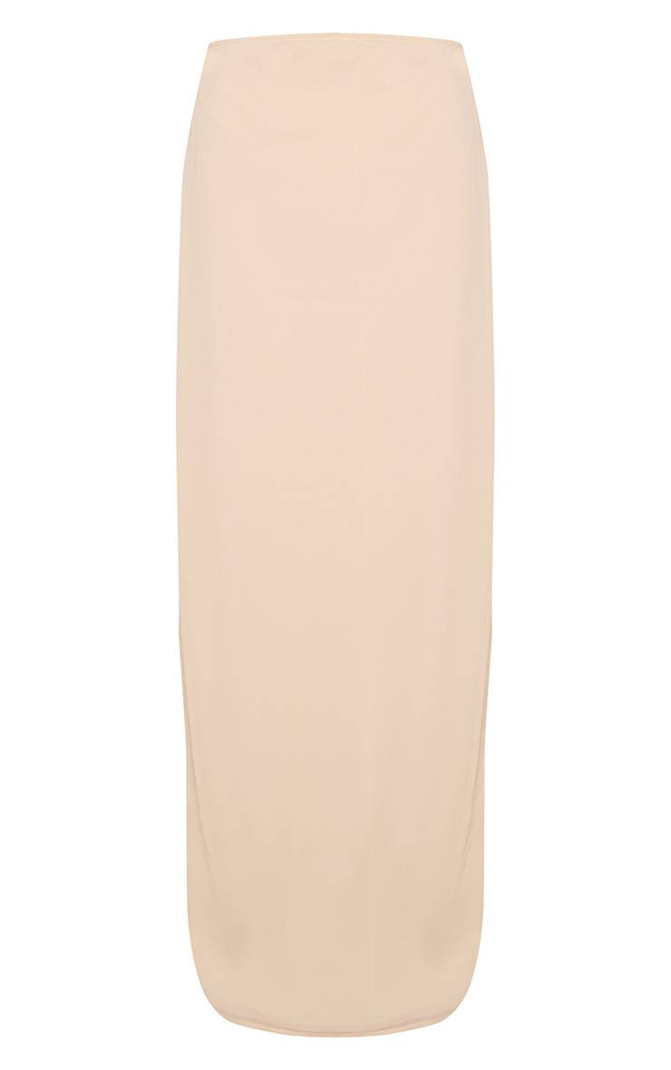 Crème Jupe Longue En Mousseline Taille Mi-haute Ensemble Coordonné