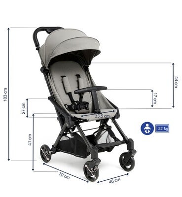 Beemoo Easy Fly 4 Trille inkl. Breezy Kalesje, Stone Grey/Black