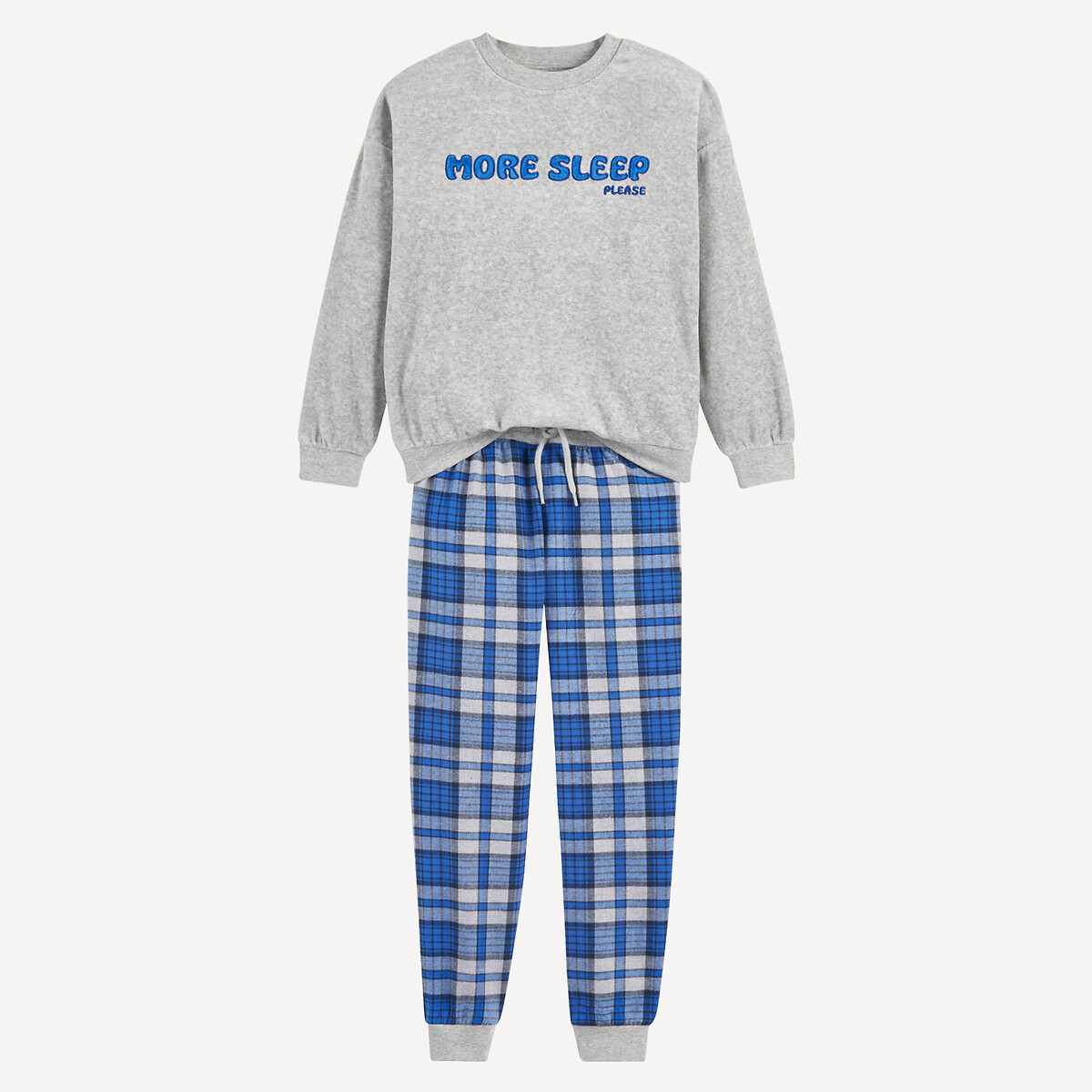 COLEÇÃO LA REDOUTE<br>Pijama com mensagem e calça xadrez