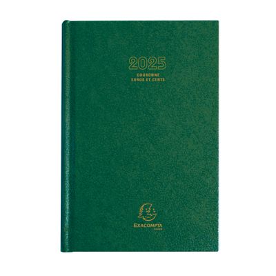 Agenda Couronne Euro et cents - 1 jour par page - 11 x 17 cm - disponible dans différentes couleurs - Exacompta