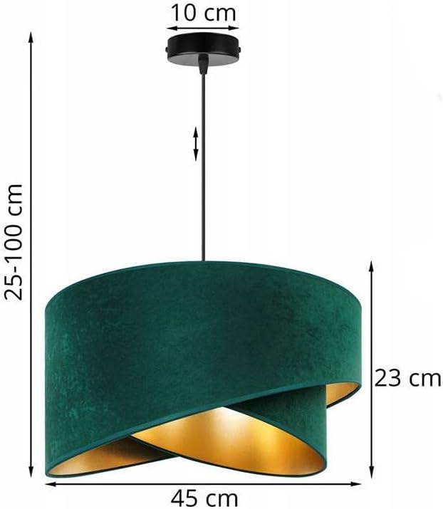 Light-Home Milan Elegant Hängelampe - Modern Deckenlampe für Wohnzimmer Schlafzimmer und Esszimmer - Designer Pendelleuchte aus Metall mit Lampenschirm aus Velours - Grün