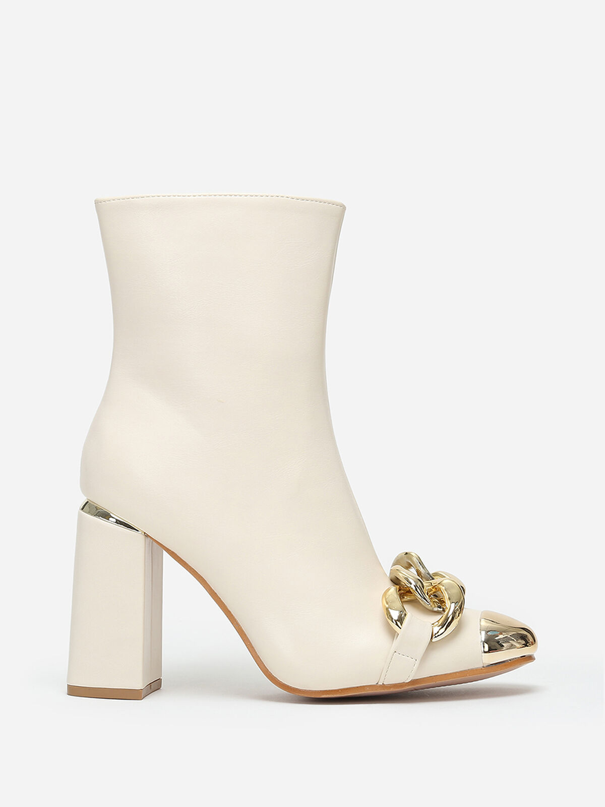Bottines à bout et maillons- Beige