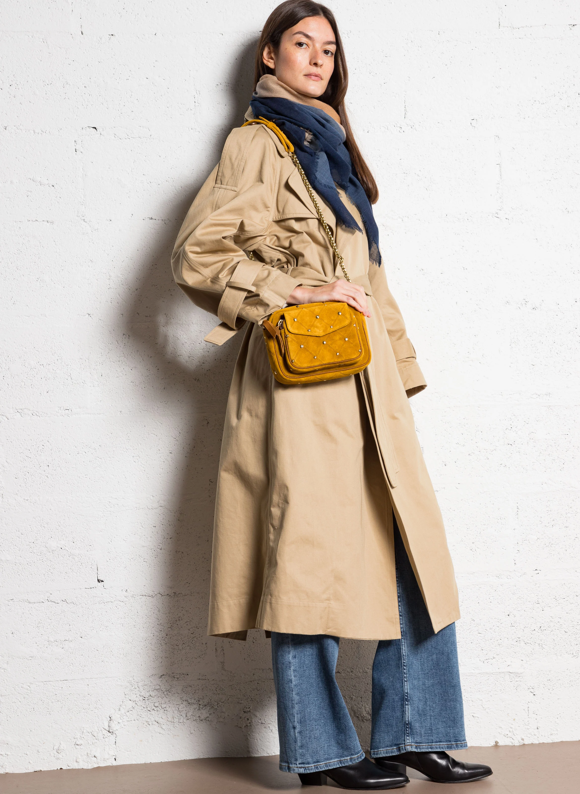 CHARLY - Sac bandoulière en suede | Beige