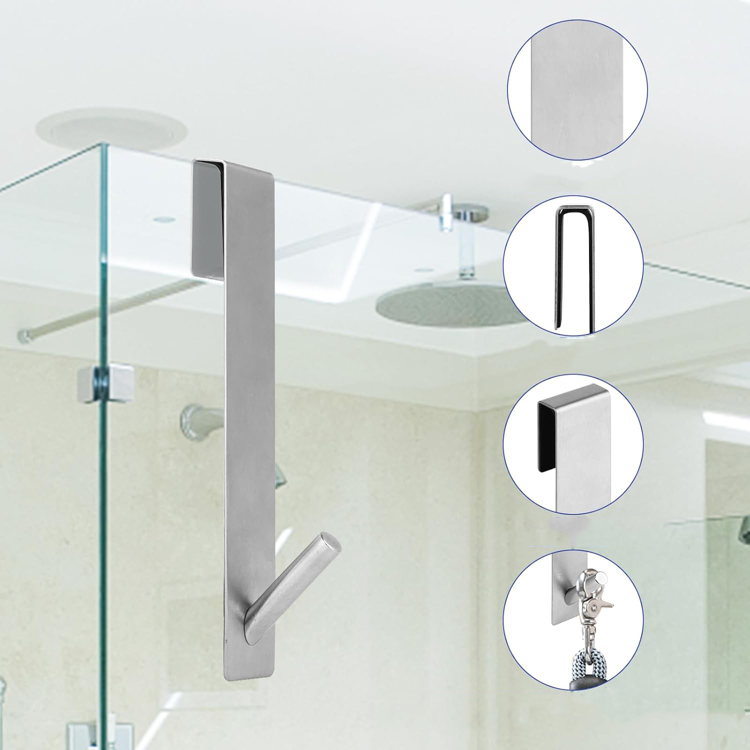 (128x30mm) Universal Edelstahl Handtuch Halter Badezimmer Dusch Haken zum Einhängen - Silber