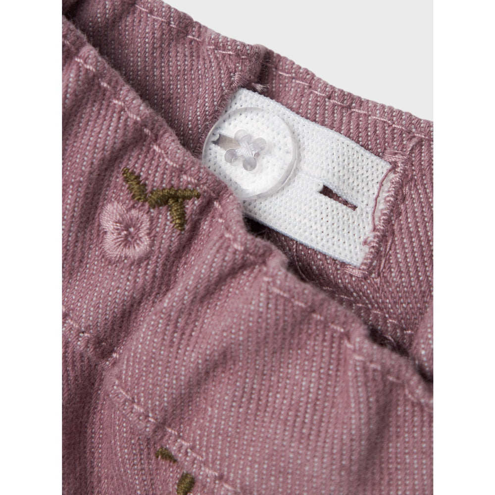 Køb Name It Elderberry Embroidery Rose Loose Twill Bukser