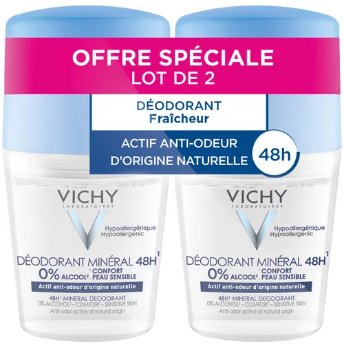 Déodorant bille minéral 48H actif anti-odeur d'origine naturelle - LOT 2x50ml