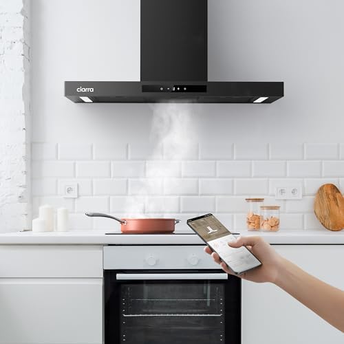 Ciarra Hotte Aspirante 90cm Silencieuse A    650m³/h   4 Vitesses et Boost   Commande Tactile et Wi Fi   Filtre à Charbon Inclus   Coins Arrondis   CBCB9102 P : Gros électroménager
