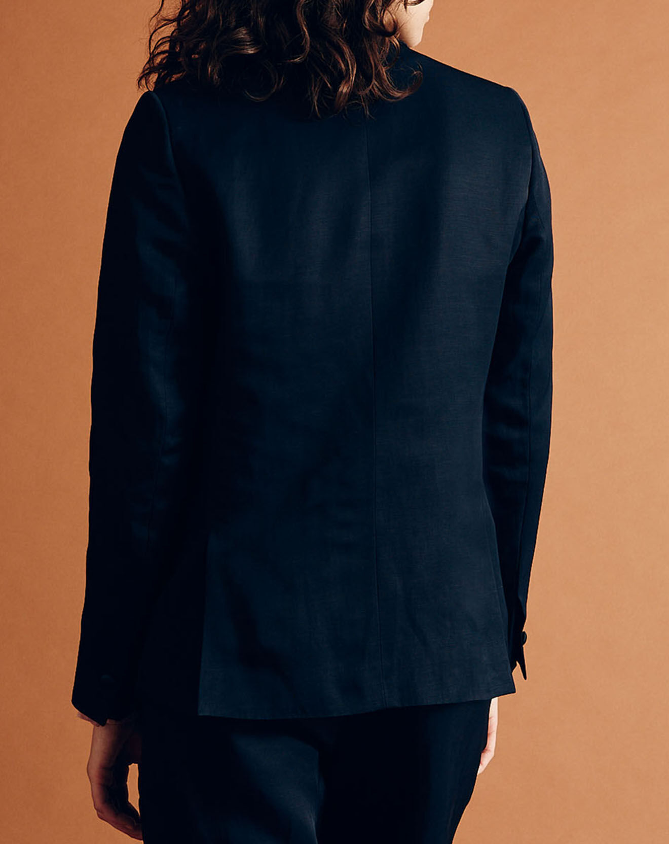 Chloé Stora Veste blazer en Lin mélangé Vanille bleu marine