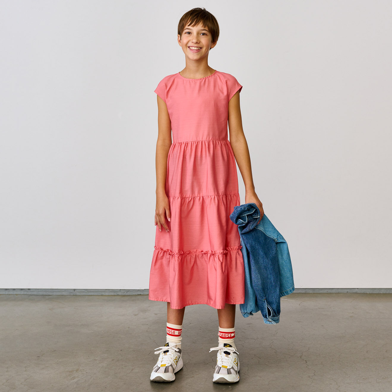 Bellerose Robe longue Azul à volants rose