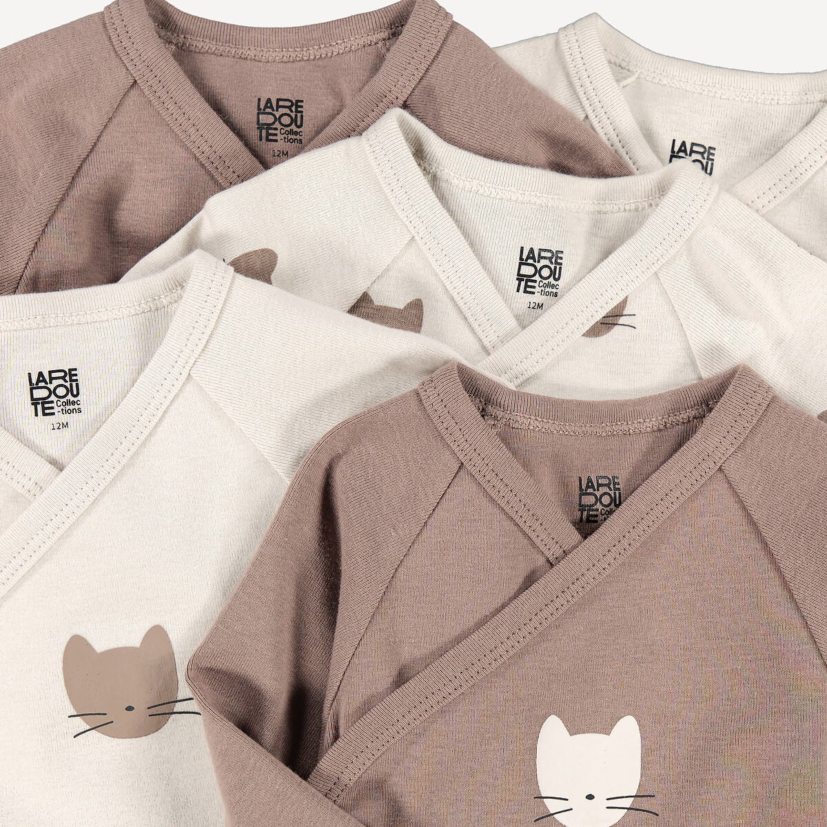 COLEÇÃO LA REDOUTE<br>Conjunto de 5 bodies de manga comprida para bebês
