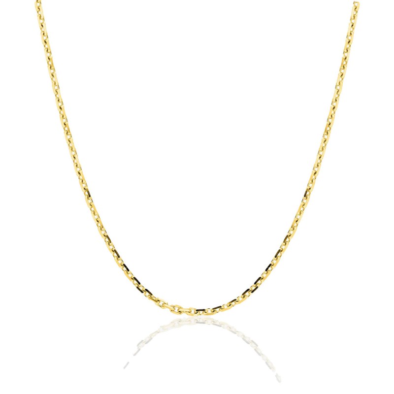 Chaîne mixte 40 cm - Maille Forçat diamanté - Or 18 Carats - Largeur 1.60 mm