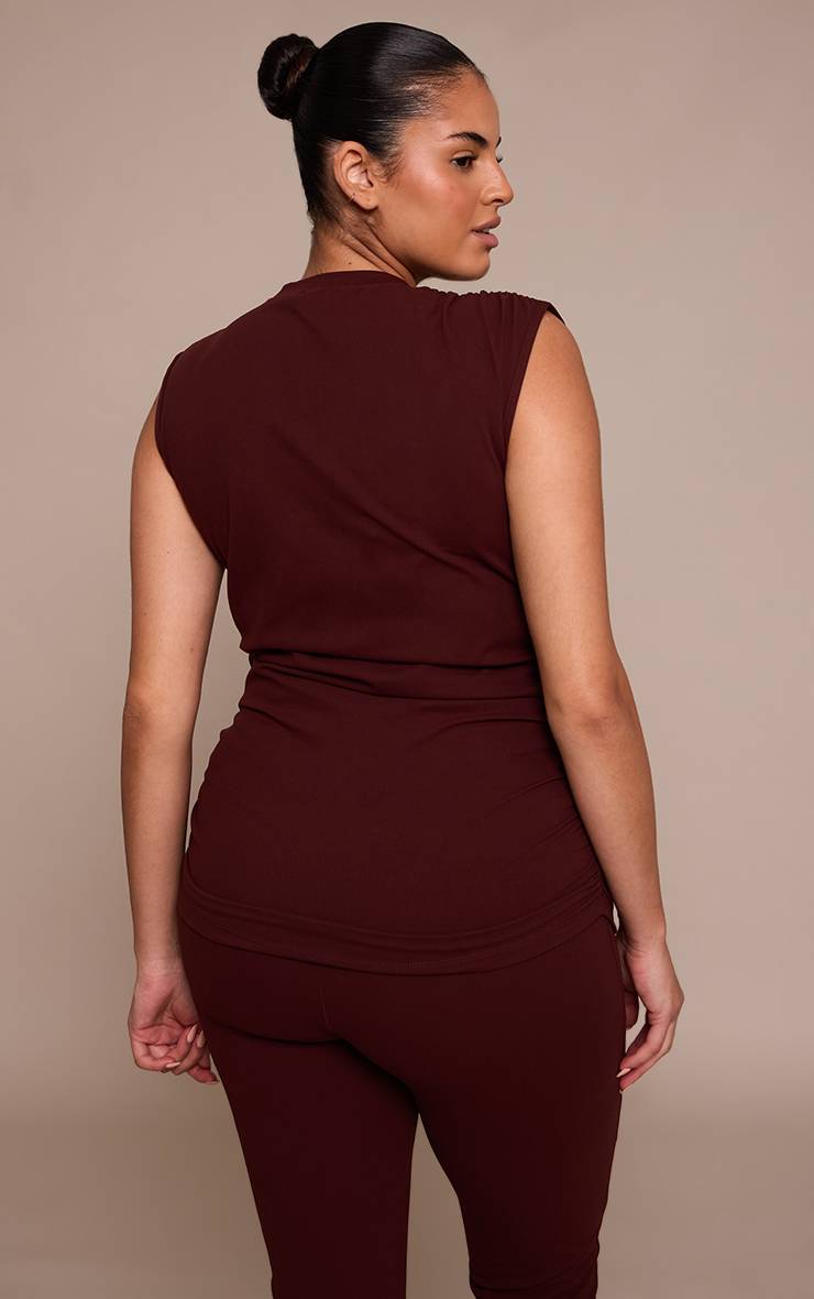 Chocolat Haut Col Montant Froncé Sculpt Grande Taille