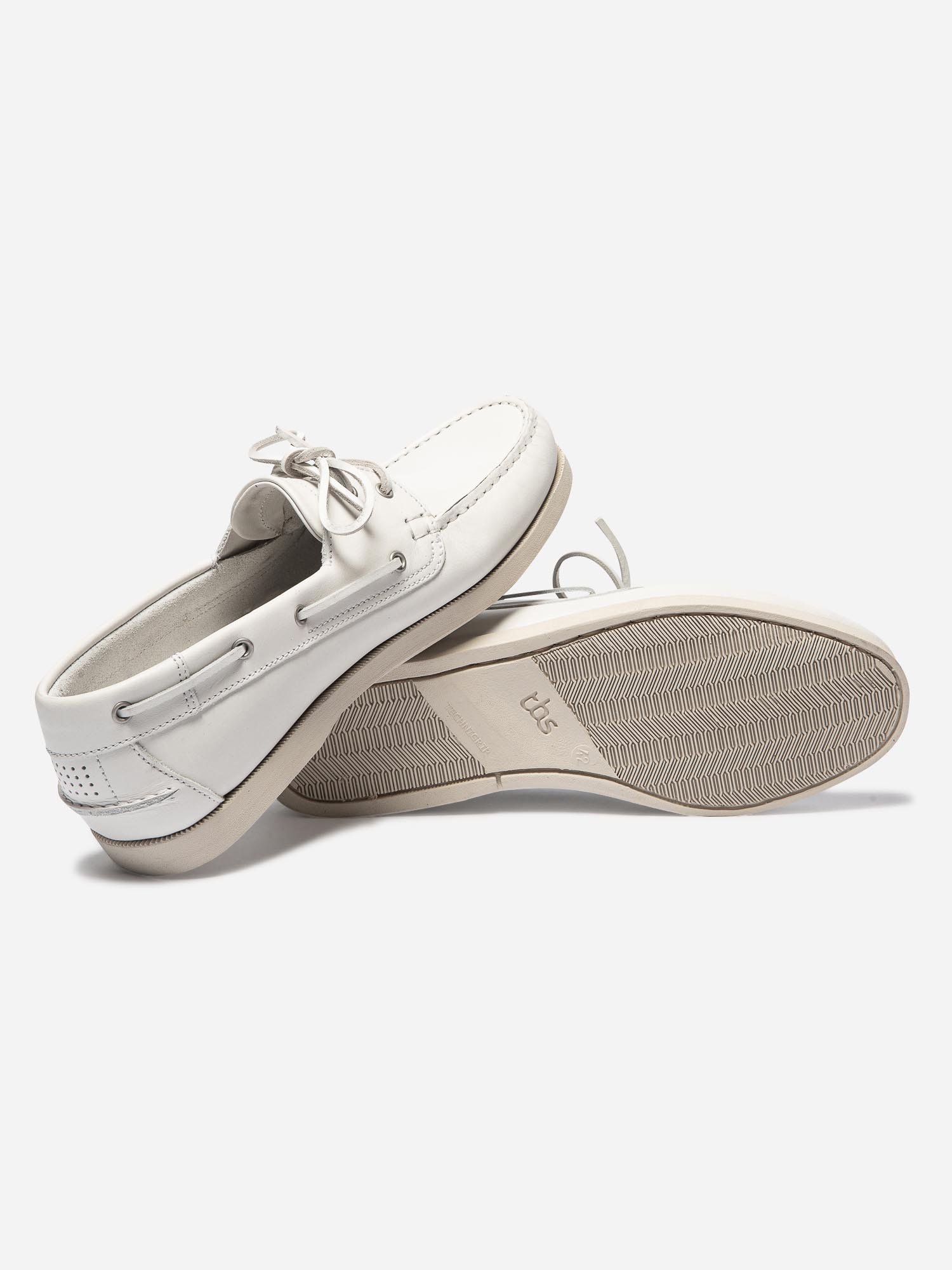 Chaussures Bateau Homme Semelle Grip Cuir Blanc