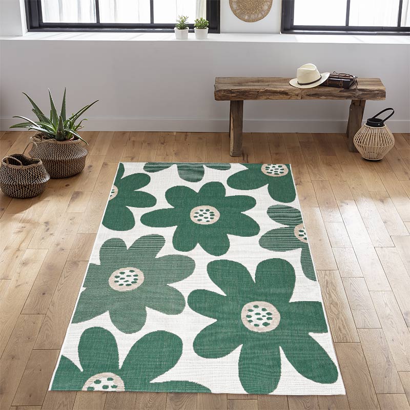 Tapis rectangulaire tissé décor fleur 'Palma'
