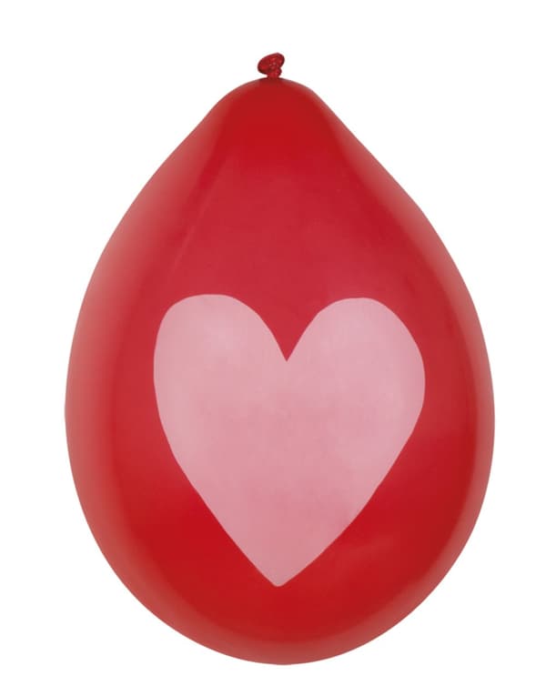 Sett med 6 hjerte ballonger med gull hjerter