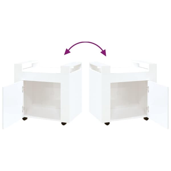 vidaXL Tralle til skrivebord høyglans hvit 60x45x60 cm konstruert tre